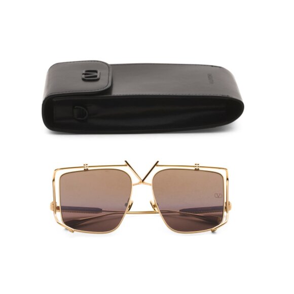 VALENTINO Gold/brown 59mm Square Sunglasses - Picture 1 of 2